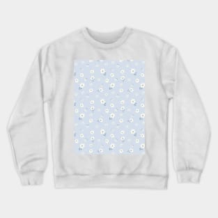 DITSY PRAIRIE VINTAGE RETRO FLORALS AND FLOWERS PASTEL BLUE AESTHETIC CREAM BABY BLUE Crewneck Sweatshirt